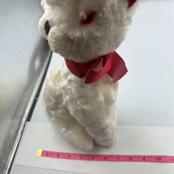 Vintage 1960's Dollcraft Laverne & Shirley Boo Boo Kitty Stuffed White & Red 20" - Picture 4 of 10